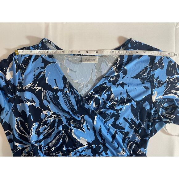 AVENUE, PLUS 18/20, BLACK/BLUE, FAUX WRAP TOP DRESS - Picture 5 of 9